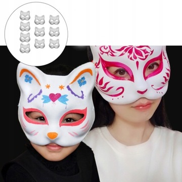 10 × Карнавальная маска для лица кошки на Хэллоуин, кот, который можно покрасить своими руками