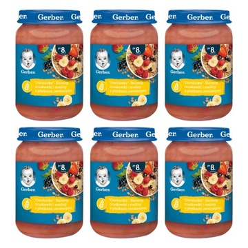 Deserek Gerber Banany truskawki i maliny z płatkami owsianymi 6x 190 g