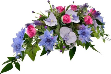 КОМПОЗИЦИЯ КЛАДБИЩЕ ДЕКРЕАЦИЯ ЦВЕТЫ ИСКУССТВЕННЫЕ ЛИСТЬЯ РОЗА ОРХИДЕЯ