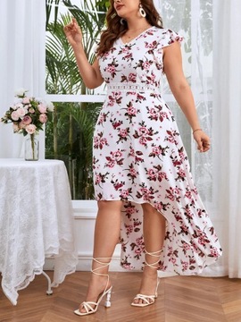 SHEIN BIAŁA ASYMETRYCZNA SUKIENKA W KWIATOWY WZÓR XL 68078