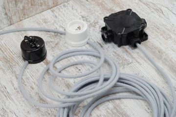 Серый хлопковый шнур с натуральной ретро-плетёнкой.