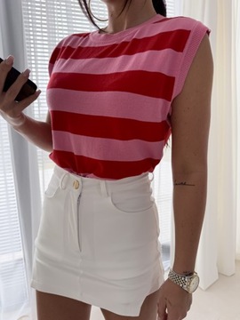 Топ в полоску LOVE – розовый и красный By Me