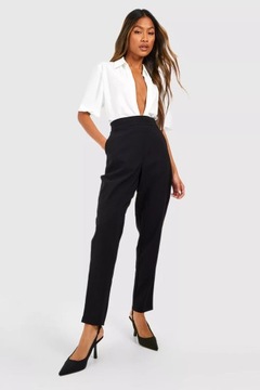 BOOHOO CZARNE ELEGANCKIE DAMSKIE SPODNIE SUPER STRTCH TAILORED 44