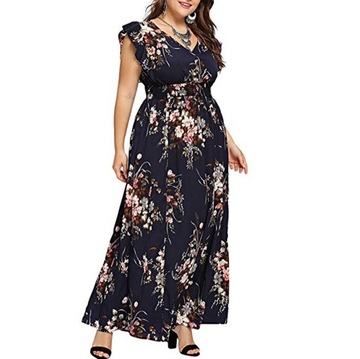 Sukienka Rozkloszowana Maxi Długa PLUS SIZE 46 3XL