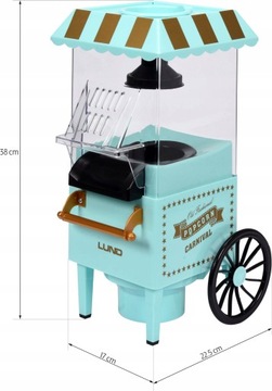 MASZYNA DO POPCORNU RETRO BEZ TŁUSZCZU 1200W LUND
