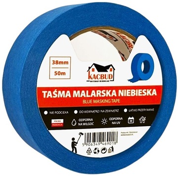 KACBUD TAŚMA MALARSKA NIEBIESKA PAPIEROWA MASKUJĄCA UV 38 mm x 50 m