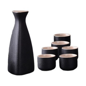Набор японского сакэ Украшение Керамическая чашка для горшка для сакэ Черный набор сакэ