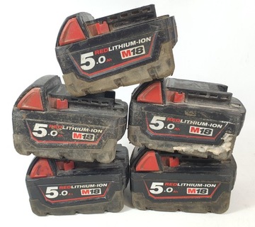 5x MILWAUKEE BATERIA AKUMULATOR 18V 5.0Ah M18B5
