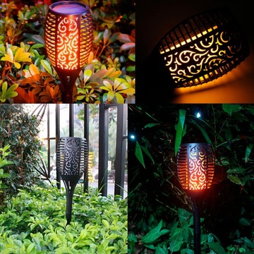 8x Lampa ogrodowa solarna LED LATARNIA POCHODNIA WBIJANA płomień 50cm