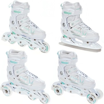 Rolki Wrotki Łyżwy 4w1 Regulowane RAVEN Spirit White/Mint 40-43