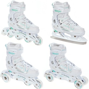 Rolki Wrotki Łyżwy 4w1 Regulowane RAVEN Spirit White/Mint 40-43