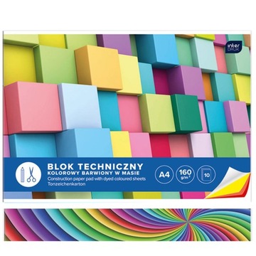 BLOK TECHNICZNY A4/160g KOLOROWY INTERDRUK 10 ARK.