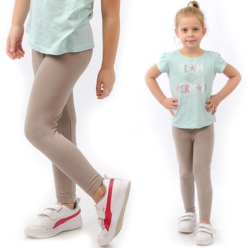 Legginsy dziecięce długie klasyczne bawełniane Polskie getry Beżowe 104