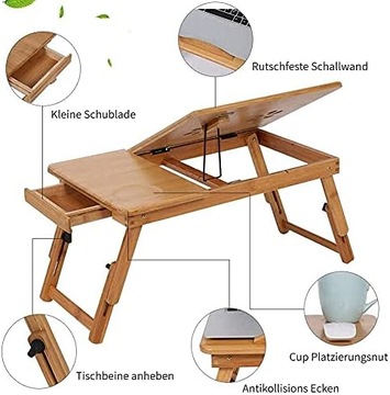 БОЛЬШОЙ ДЕРЕВЯННЫЙ БАМБУКОВЫЙ СТОЛ ДЛЯ НОУТБУКА