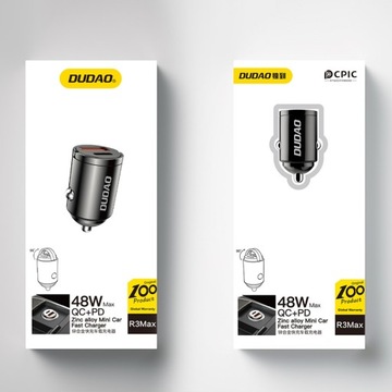 ŁADOWARKA SAMOCHODOWA DUDAO R3MAX USB-A, USB-C 48W QC PD CZARNA