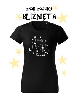 Koszulka T-shirt Czarna znak zodiaku Bliźnięta rozmiar L