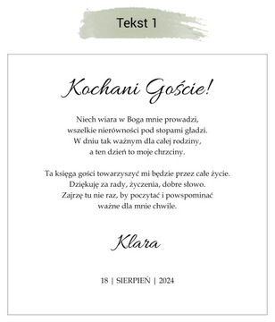 Księga gości na CHRZEST z tekturką Aniołek GIRL