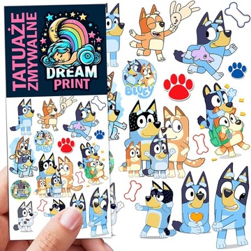 TATUAŻE ZMYWALNE DLA DZIECI DZIECIĘCE BLUEY WZORY JAKOŚĆ