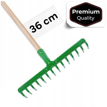 Grabie metalowe 14 zębów z TRZONKIEM 115 cm ZESTAW do trawy siana liści