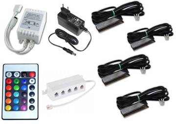 Zestaw 4X klipsy LED RGB podświetlenie mebli półek