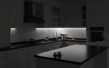 ЧЕРНАЯ УГЛОВАЯ СВЕТОДИОДНАЯ ЛЕНТА ДЛЯ КУХНИ 2М + ДИММЕР