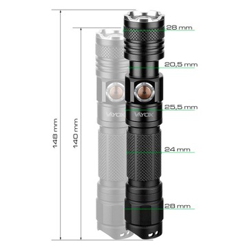 ТАКТИЧЕСКИЙ СВЕТОДИОДНЫЙ ФОНАРЬ ДУБИНКА ZOOM USB-C XHP50 1200лм PRO VAYOX