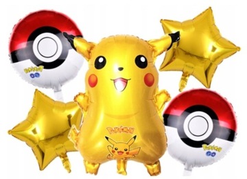 ZESTAW BALONÓW POKEMON PIKACHU POKEBAL URODZINY x5