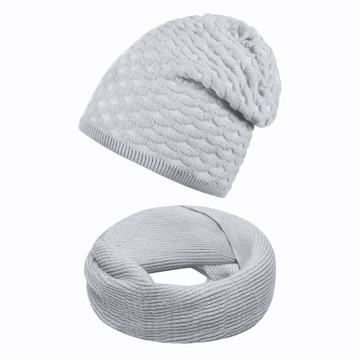 DÁMSKA SÚPRAVA ČIAPKA BEANIE + NÁKRČNÍK JESEŇ ZIMA