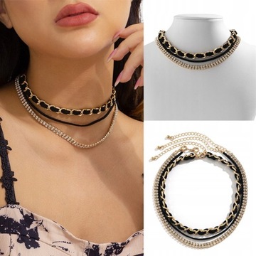 Złoty Naszyjnik choker MULTI Łańcuszek
