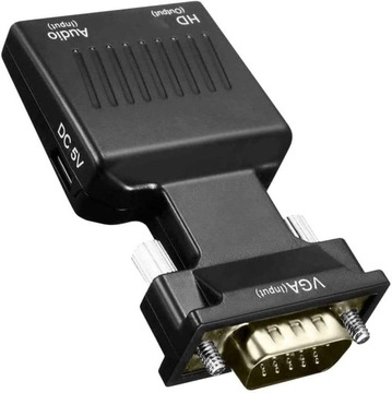 Адаптер-конвертер VGA D-SUB в HDMI + аудио-звуковой адаптер