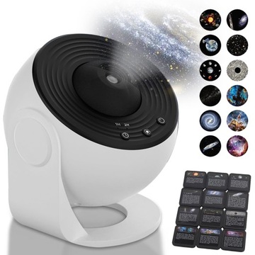 PROJEKTOR GWIAZD LAMPKA NOCNA 12X DYSK PLANETY USB PLANETARIUM 360 STOPNI