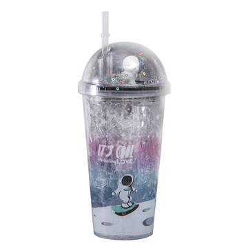 Kubek dziecięcy ze słomką 500 ml, dwuwarstwowy, przenośny, szczelny