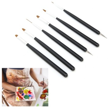 Набор из 6 кистей для акварели, гуаши, с деревянной ручкой SL.