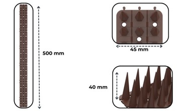 OSTRE KOLCE na ptaki gołębie przeciw ptakom NAJWYŻSZE 4 cm BRĄZOWE 8017