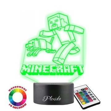 Lampka Nocna 3D Led MINECRAFT STEVE IMIĘ Grawer