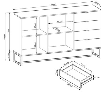 Komoda Adel 153 pojemna loft szuflady