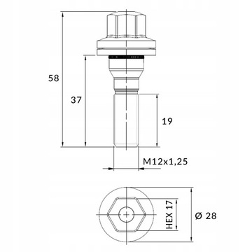 ВИНТЫ ДЛЯ АЛЮМИНИЕВЫХ ДИСКОВ OEM CITROEN PEUGEOT M12X1.25 КЛЮЧ 17 16ШТ.