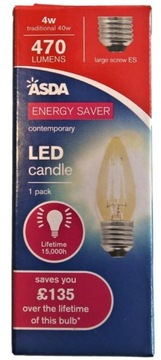 Żarówka Led Filament 4W=40W, E27 ASDA DEKORACYJNA