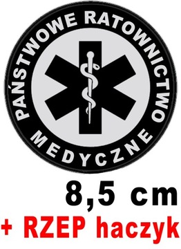 Państwowe Ratownictwo Medyczne PRM emblemat odblaskowy 8,5 cm z RZEPEM
