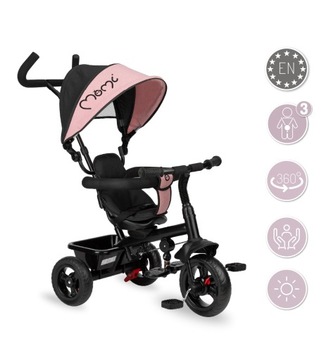 Трехколесный велосипед 5-в-1 — MoMi IRIS PINK — ВРАЩАЮЩАЯСЯ НА 360° КОРЗИНА