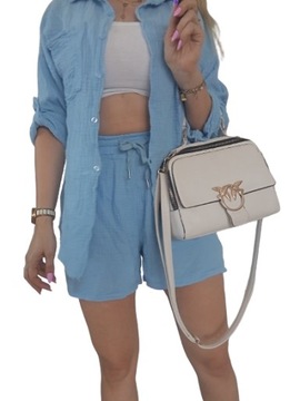 Муслиновый комплект, оранжевая рубашка и шорты