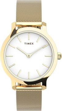 Klasyczny zegarek damski na bransolecie mesh Timex TW2U86800 Złoty