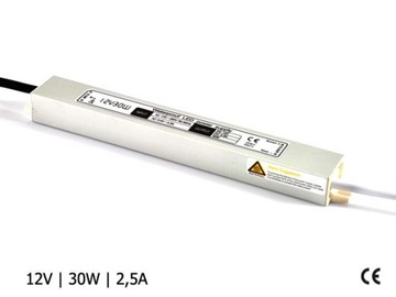 ZASILACZ LED WODOODPORNY SLIM / IP67 / 12V / 2,5A