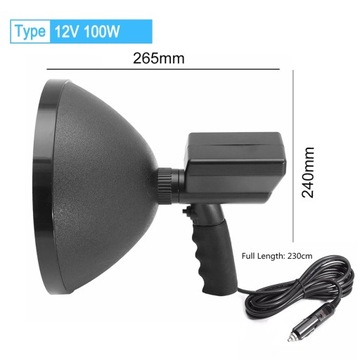 12V 100W HID 9in 240mm Handheld lampa przenośn sy