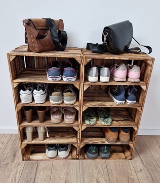 DREWNIANA SKRZYNKA Z 4 PÓŁKAMI, ROZMIAR 75x40x30 CM, KOLOR OPALANY