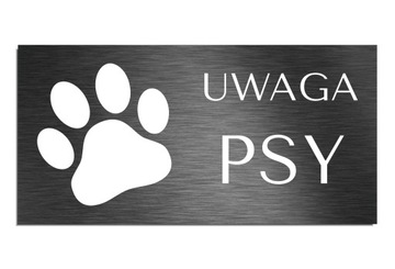 Tabliczka Uwaga Psy grafit12x24cm