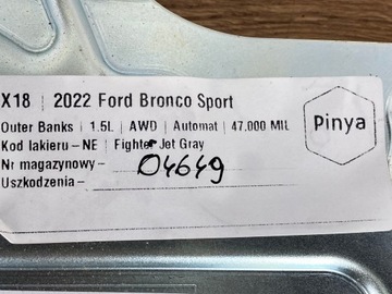 Кронштейн крепления картера Ford Bronco Sport 2020+ Escape Kuga Mk3 США