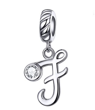 CHARMS ZAWIESZKA LITERA F CYRKONIA S925