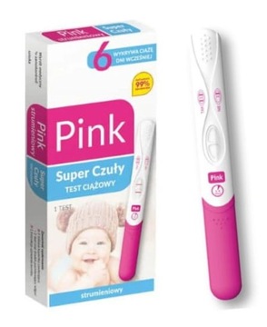 TEST CIĄŻOWY SUPER CZUŁY Strumieniowy PINK 2 dni p