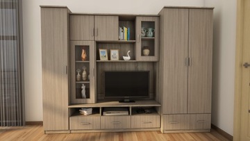 Elegancka Meblościanka RTV: Stylowe Meble Salonowe, Grubość 18mm